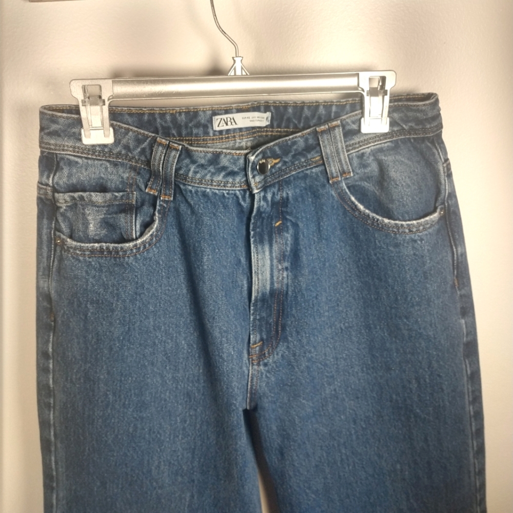 Zara straight leg high rise jeans